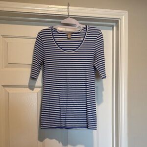 Banana Republic Blue and White Striped Tee